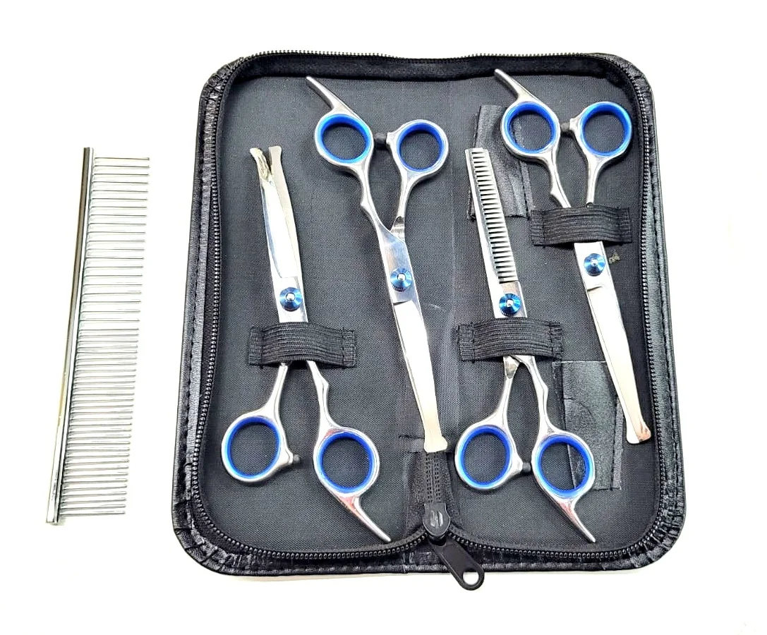 Set De Tijeras 6 Pulgadas 4 Piezas Con Peine Acero Recto